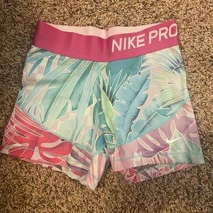 Nike Pro floral shorts size M